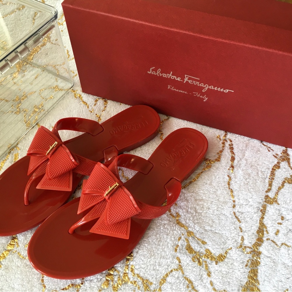 Salvatore Ferragamo Red Bow Sandals